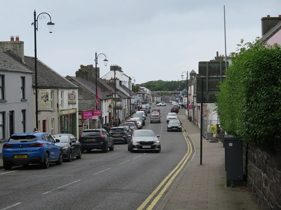 Northern Ireland town centre high street with local shops